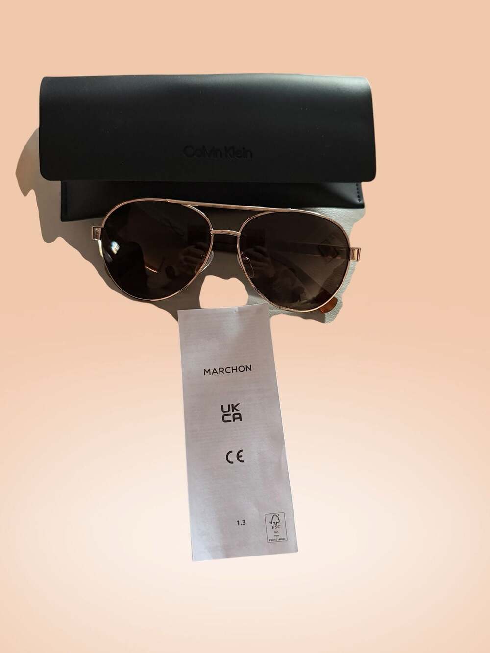 Calvin Klein Aviator Sunglasses with Tortoiseshell Temples